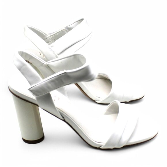 Franco Sarto Osmina Ankle Strap Sandals - White Faux Leather - Picture 2 of 8